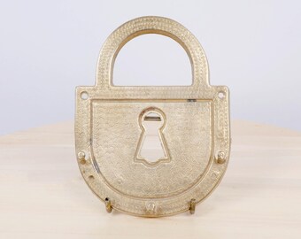 Soporte para llaves con forma de candado, perchero de pared con 3 ganchos, colgador de llaves decorativo para entrada, almacenamiento, latón vintage.