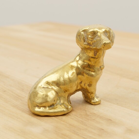 ダックスフント / 真鍮製犬の彫刻 || ヴィンテージ彫像 || 金属合金製