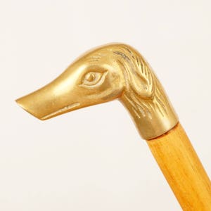 Gehstock || Hundekopf Motiv / Form || Vintage massivem Messing und Holz