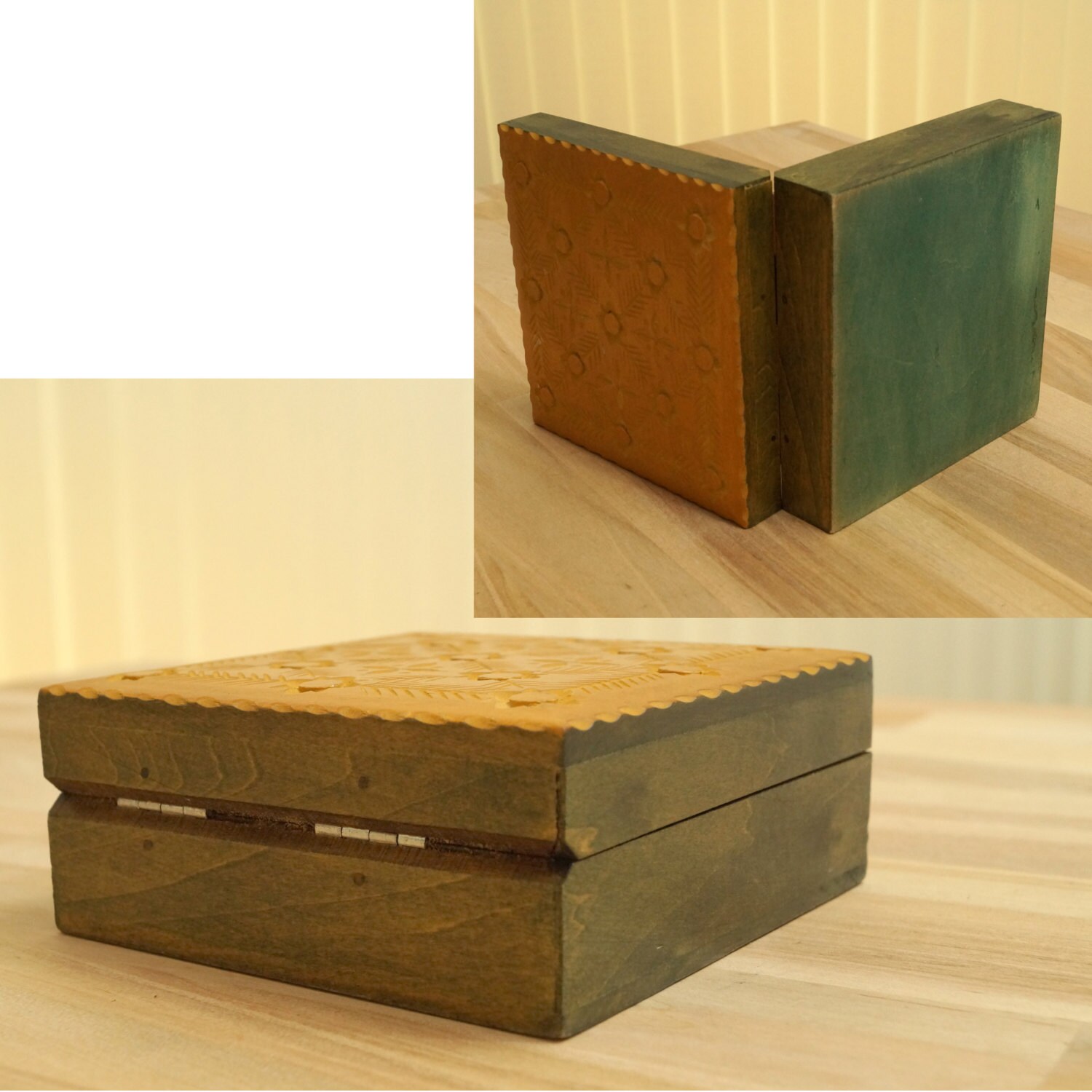 Floral Design Box With a Hinged Lid Wood Etsy UK