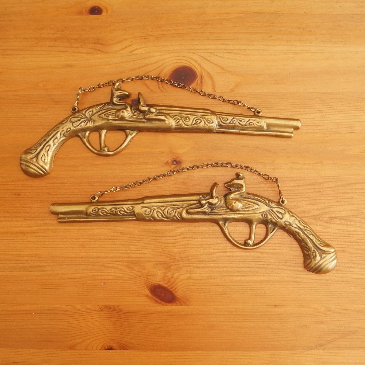desk decor brass decorative gun Vintage brass pistol brass collectibles