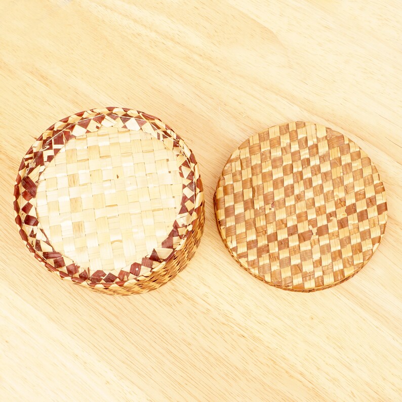 Braided / Straw Box With a Lid Light Dark Brown Etsy UK