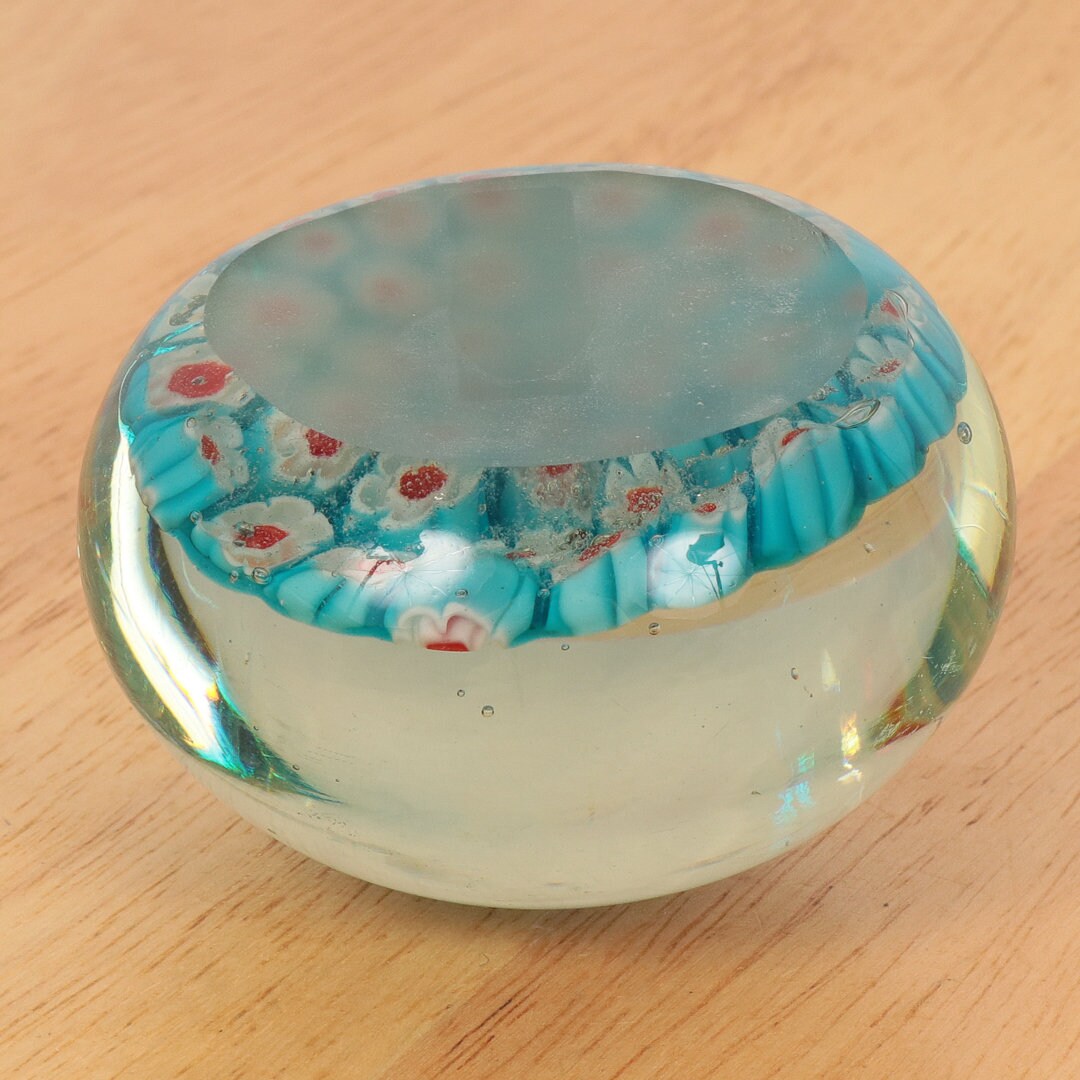 【美品】ムラーノガラス ペーパーウエイト 金彩 花柄 美品】ムラーノガラス ペーパーウエイト 金彩 花柄 Murano Glass