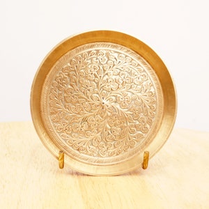 7,7 cm Teller / Tablett / Ringtablett / Aschenbecher / Pinablage || Vintage Massives Messing || Blumenmuster || Klein
