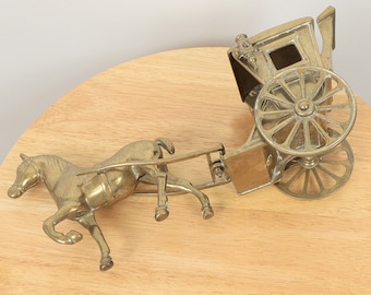 ヴィンテージ真鍮の置物、馬車を引く馬、真鍮の装飾、真鍮製 真鍮 馬 オブジェ フランス製 ヴィンテージインテリア