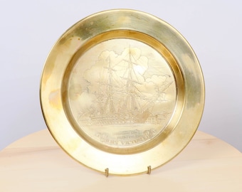 Schaal / bord / dienblad || Schip / boot ontwerp || Nautisch || Vintage messing || Lord Nelsons vlaggenschip Hms Victory