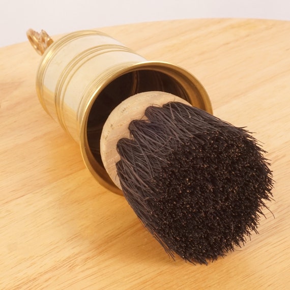 Fireplace Tool Brush / Broom Vintage Brass Genuine Horse Hair