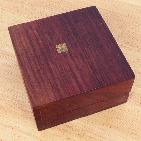 Boîte à Bijoux Vintage Bois Laqué Marron Laiton Fleur
