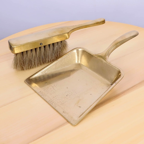 Crumb Catcher || Shovel and brush || Dust Pan set || Vintage solid brass