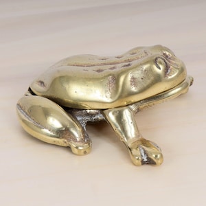 Vintage Solid Brass Frog Box – Decorative Storage Box, Jewelry Box, Frog Sculpture, Ashtray, Paperweight, Toad Design, Trinket Box