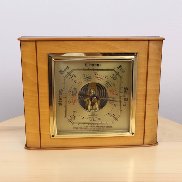 SHORTLAND Frame Barometer || Made in England || Wheel Shaped design || Vintage Wood, brass and metal alloy frame || Shortland Smiths || SB