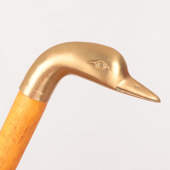 Wooden Walking Stick Vintage Wood Solid Brass Duck Head Handle -  Canada
