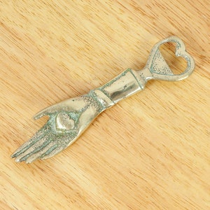 Palm/Hand Bottle Opener || Vintage solid brass || Palm and Hand holding heart