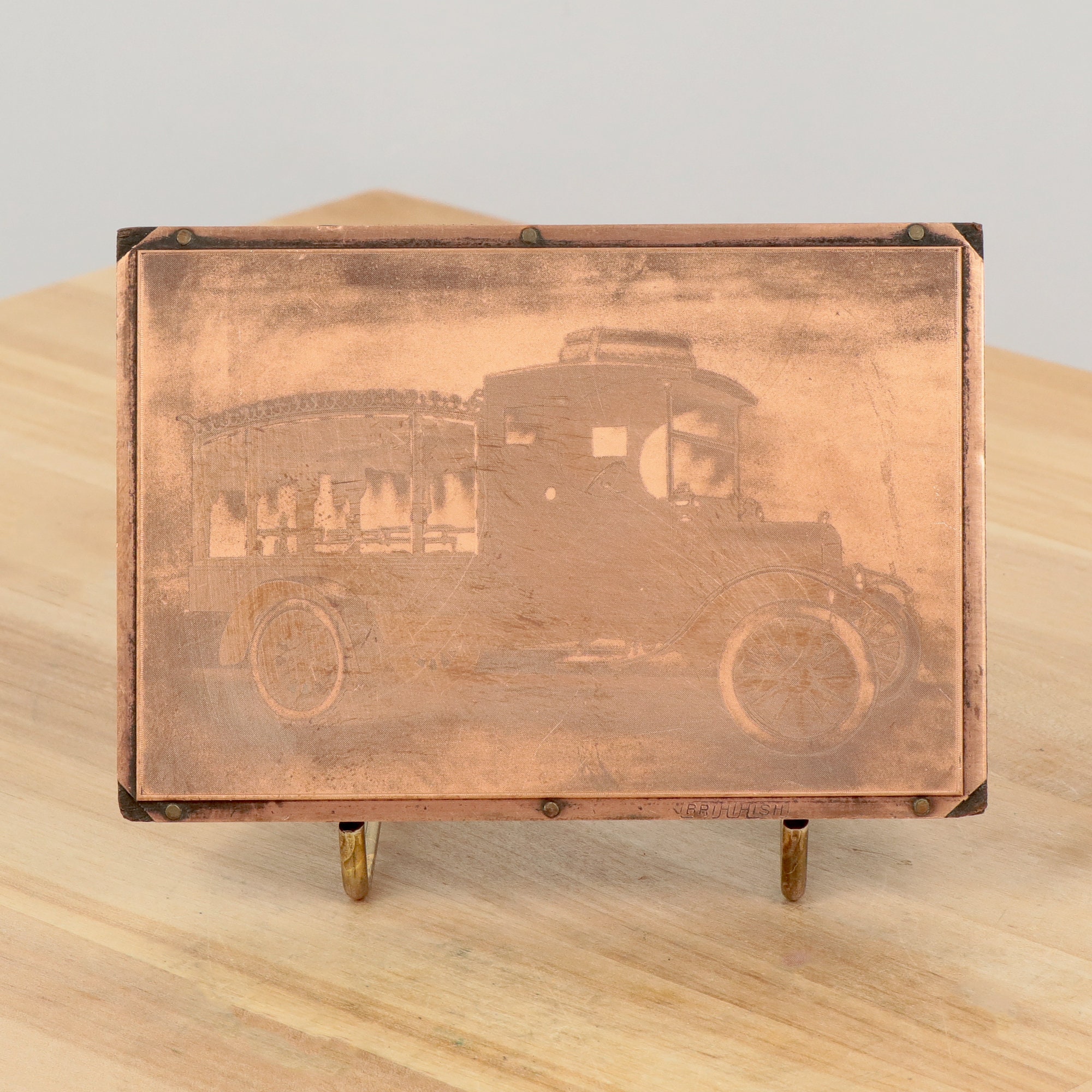 Engraved copper printing plate antique city transport / Etsy
