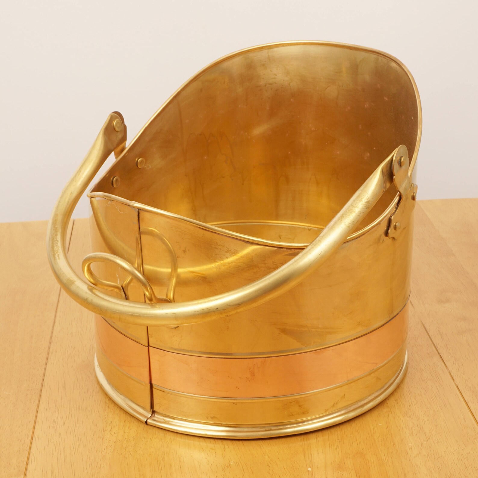 Coal Scuttle Bucket Vintage Solid Brass and Copper Fire Etsy UK