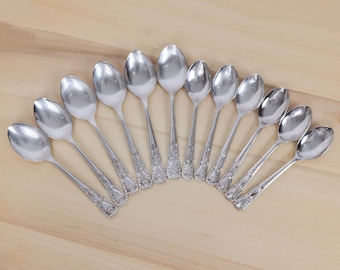 12 Spoons - 6 coffee spoons and 6 tea spoons || silverplated Sheffield, England || Set of 12