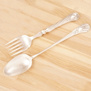 Dixon Salad Servers || fork and spoon || Vintage silver plated || Floral design || set of two || Trademarks