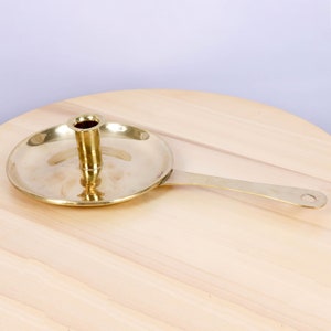 Handmade Candle holder / candlestick holder || Pan shaped || Floral design || Vintage solid brass candle holder