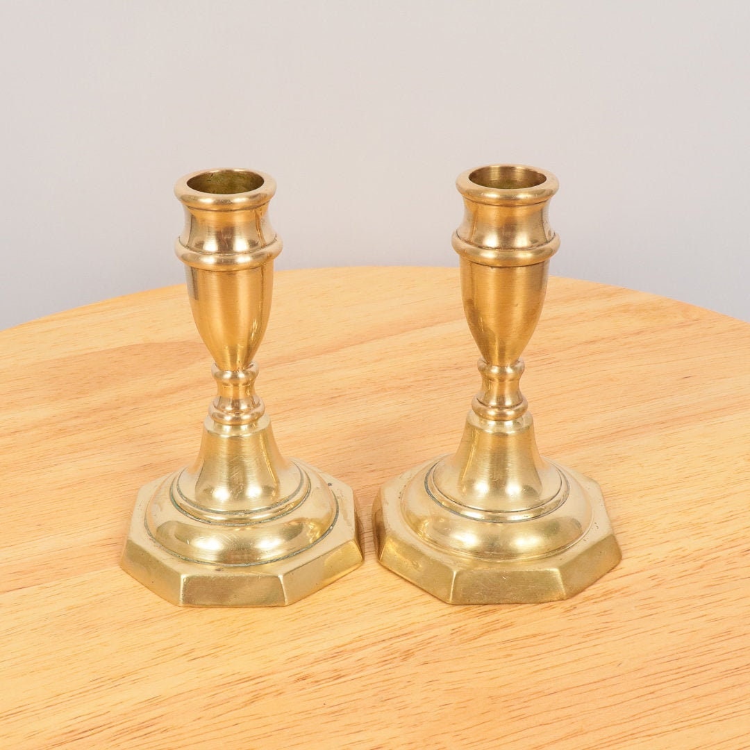 2 small Candlestick holders / candle holders Vintage solid Etsy