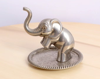 SEBA Ring holder / jeweler plate / tray || Elephant figurine || Silver Plated Madein England
