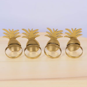 4 Napkin Rings Vintage Solid Brass Pineapple design image 6