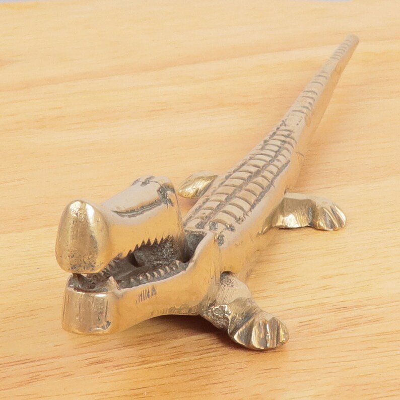 Crocodile Nutcracker Vintage Solid Brass Alligator Etsy