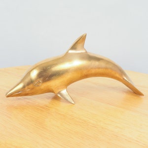 Dolphin / fish sculpture / golden dolphin / gold fish / brass dolphin || Vintage solid brass
