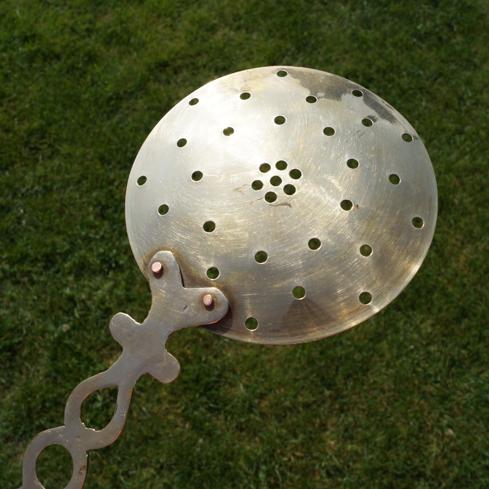 Large Brass Spoon With Small Holes Vintage Decorative Etsy