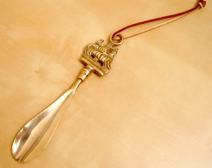 Solid Brass Shoehorn With a Ship Design Vintage Words Engraved '' the Victory'' Etsy