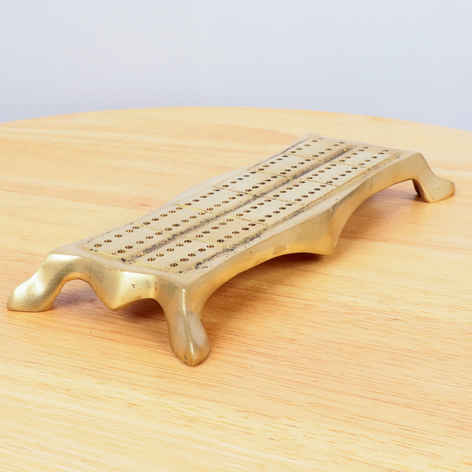 Game Point Counter Cribbage brass board Vintage solid Etsy