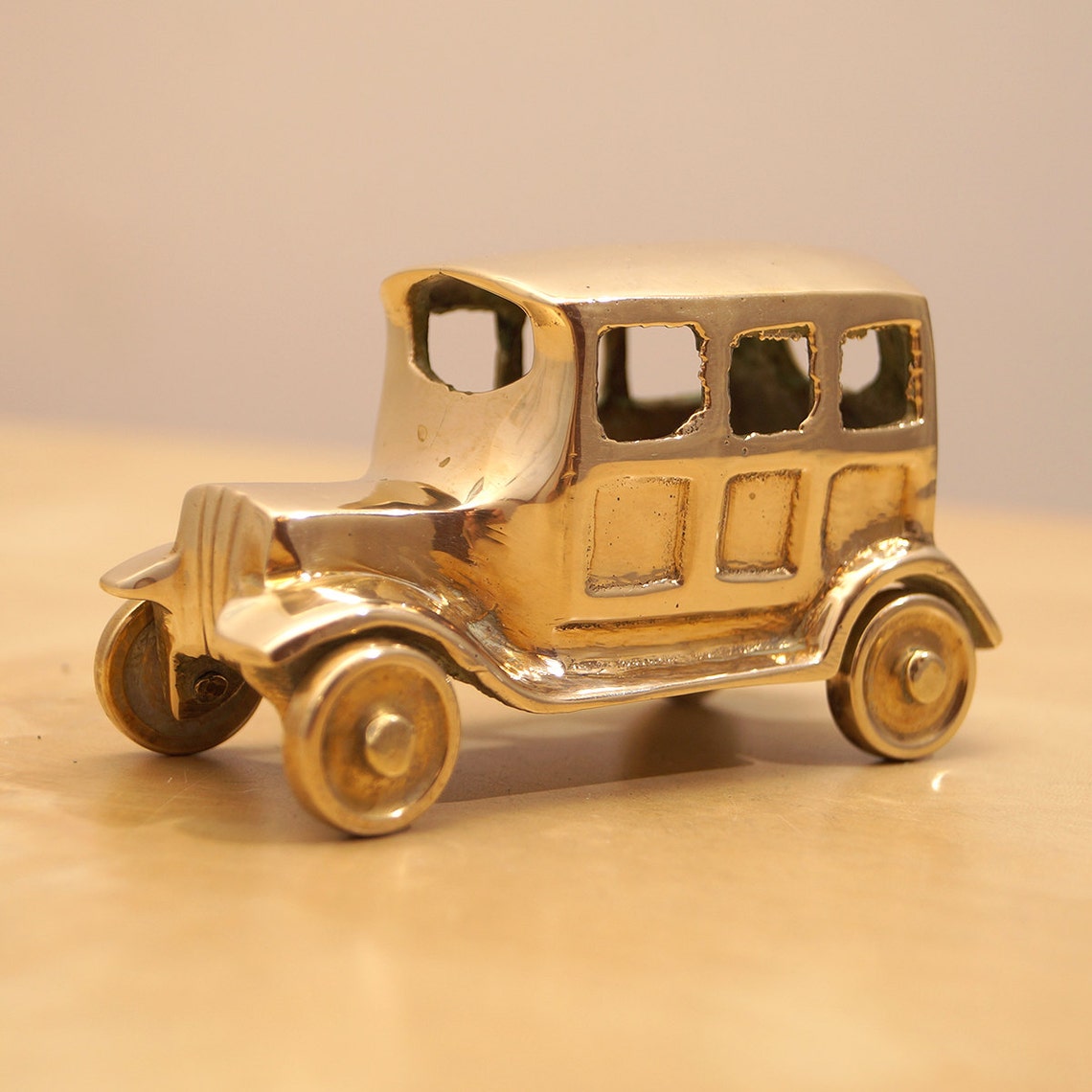 Vintage Brass Car Model Solid Brass | Etsy