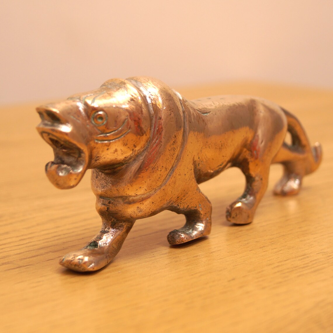Vintage Brass Lion Sculpture / Statue - Etsy