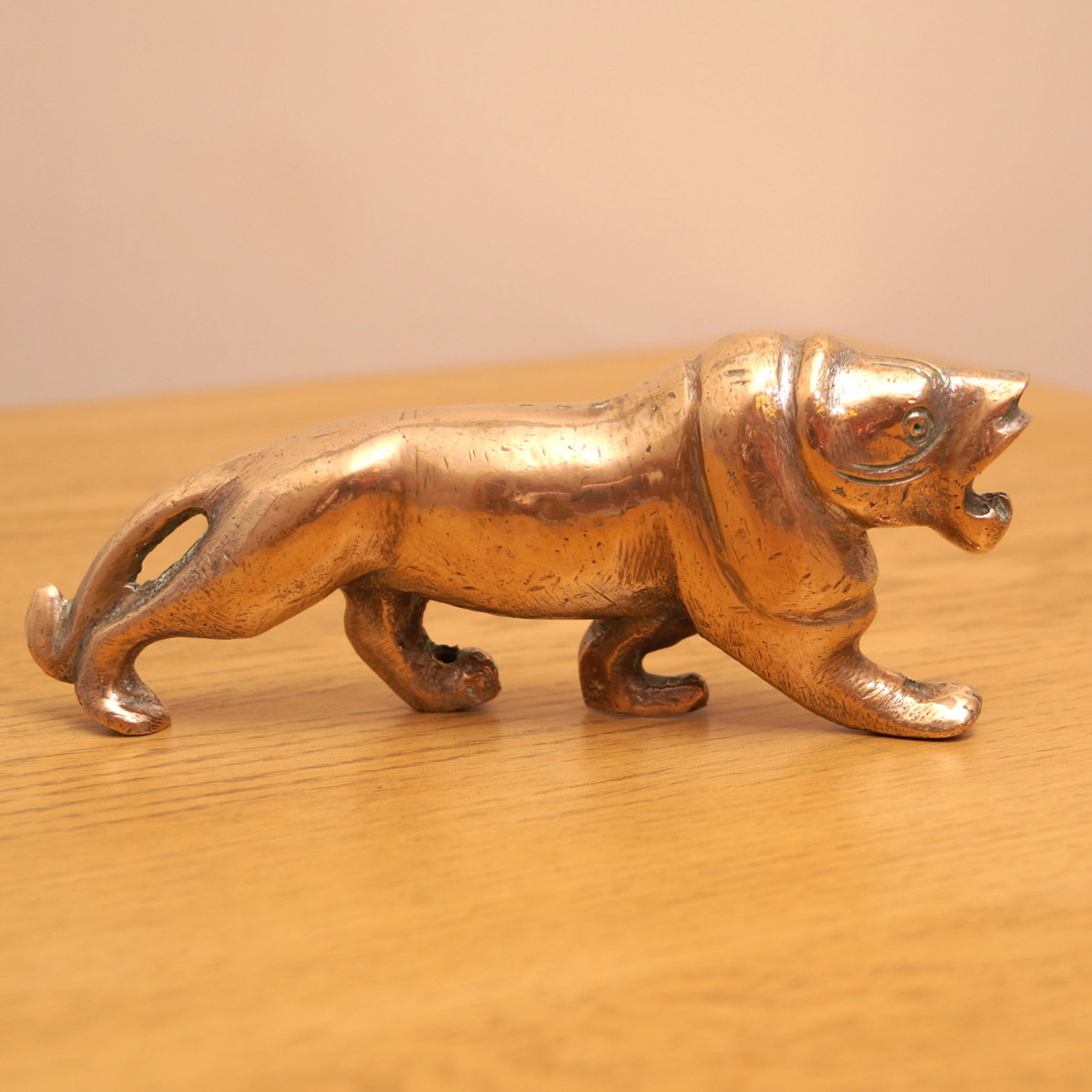 Vintage Brass Lion Sculpture / Statue - Etsy