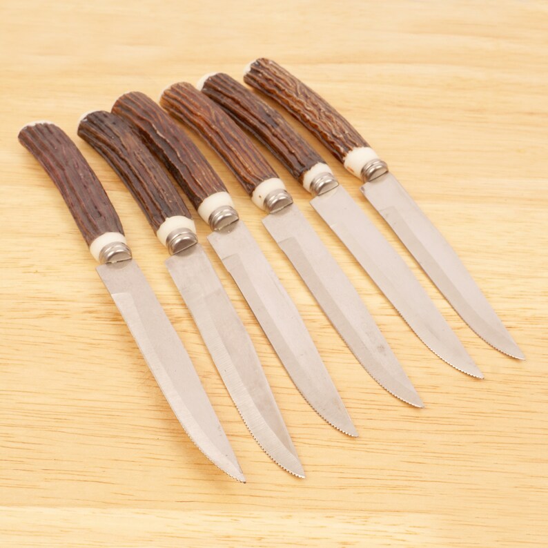 6 Steak Knives Stainless Steel Foreign Hollow Ground Etsy