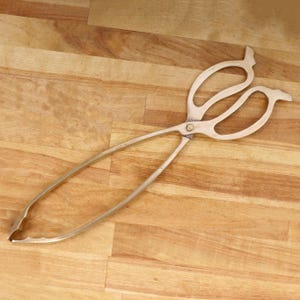 Vintage Solid Brass Fireplace Tongs – Decorative Coal Grabber Tool