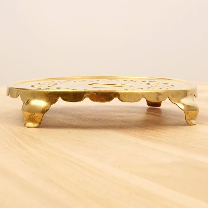 Kettle Stand / Tea Pot Stand Vintage Solid Brass Black Etsy