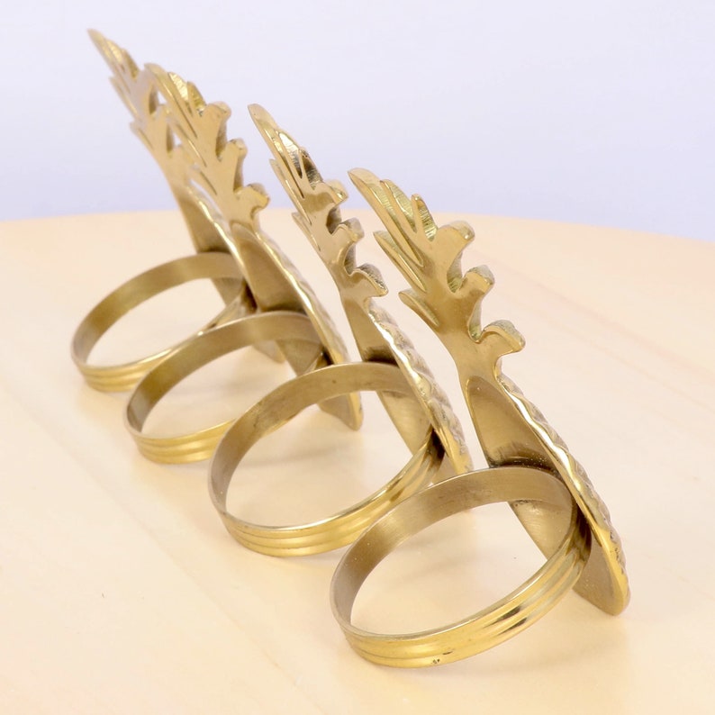 4 Napkin Rings Vintage Solid Brass Pineapple design image 5