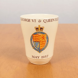 Ceramic Cup / Mug / Vase || King George VI & Queen Elizabeth May 1937 Coronation || London County Council || Mintons England