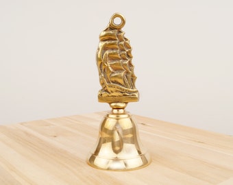 Desk bell / ship on the handle bell || good vintage condition || Vintage solid brass