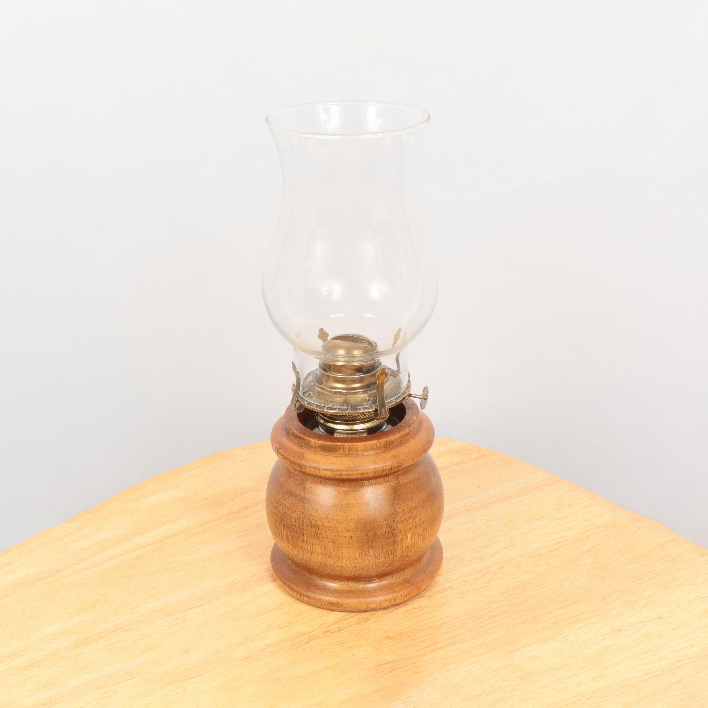 Oil Lamp Vintage wood stand Glass Cover Vintage Etsy