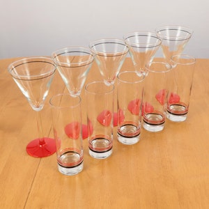 Glass set || 5 cocktail glasses & 5  juice glasses || Simple design || for 5 people