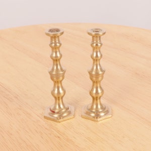 Candlestick holders / candle holders || Small || Hexagon shape base || Vintage solid brass