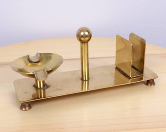 Match box holder and ashtray || Vintage solid brass