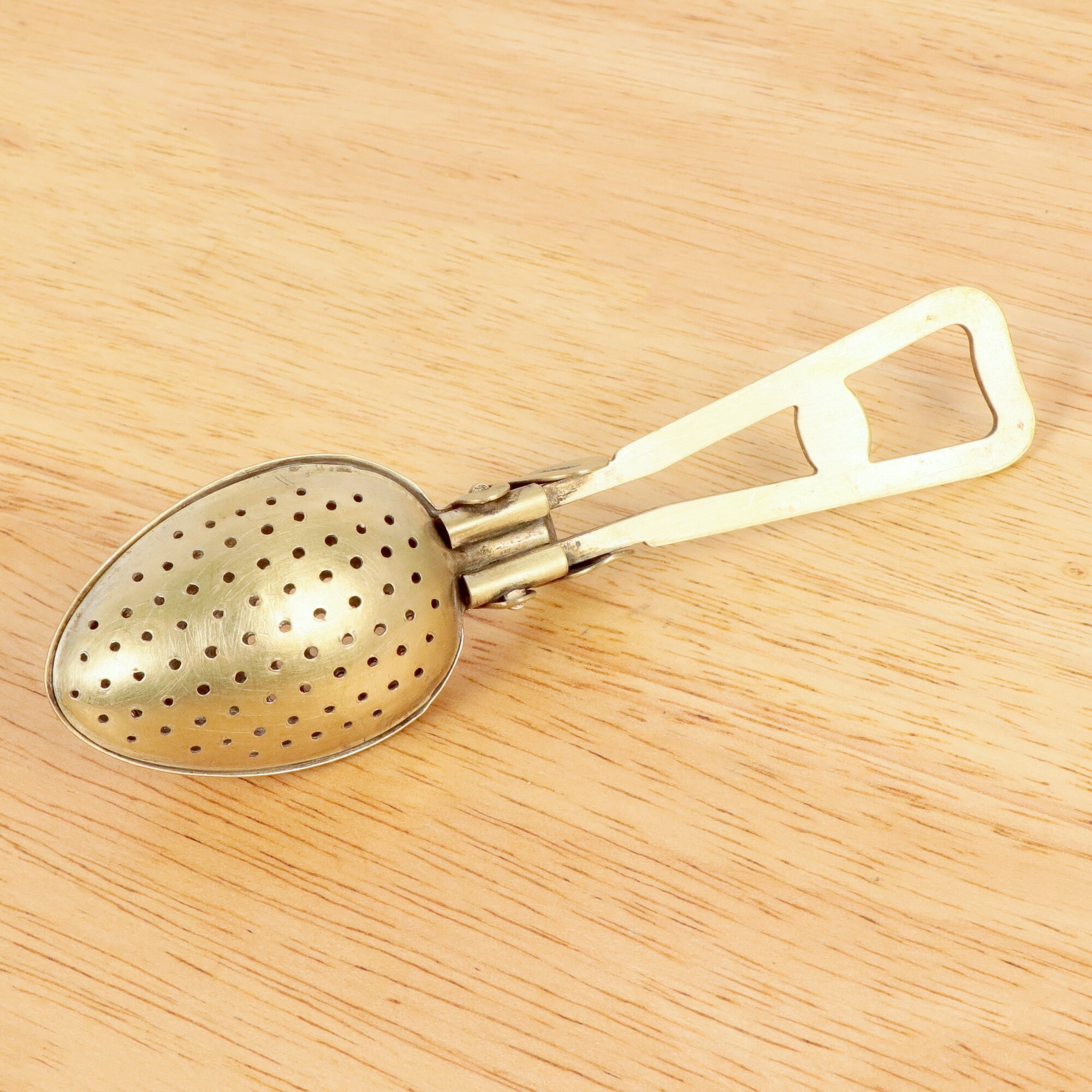 Spoon Tea Strainer / bag press Vintage solid brass Etsy