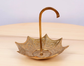 Ring tray / jewelry umbrella || Vintage solid brass || marked "India"