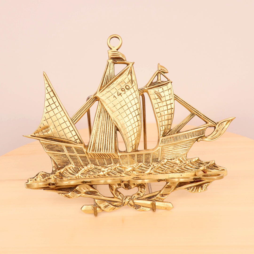 Sailor Make Rack Pipe Rack Vintage Solid Brass DL Depose No 4 Six Slots / Holes Ship ...
