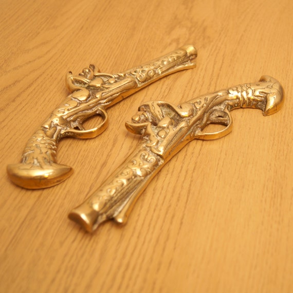 真鍮製装飾銃セット || ヴィンテージ || 壁装飾 || 真鍮製レプリカ