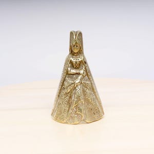 Vintage Brass Lady Bell | Collectible Figural Bell | Handcrafted Brass Woman Figurine Bell | Decorative Table Bell