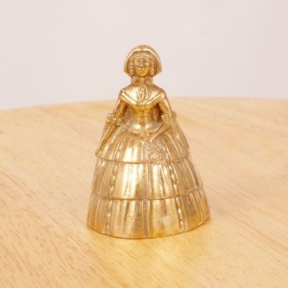 Antique Vintage Brass Victorian Lady Hand Bell Made in