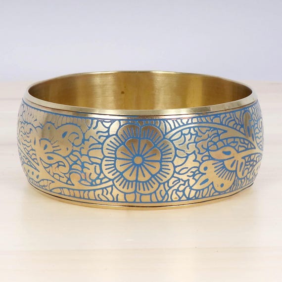 Large solid brass bracelet / bangle designed with… - image 6
